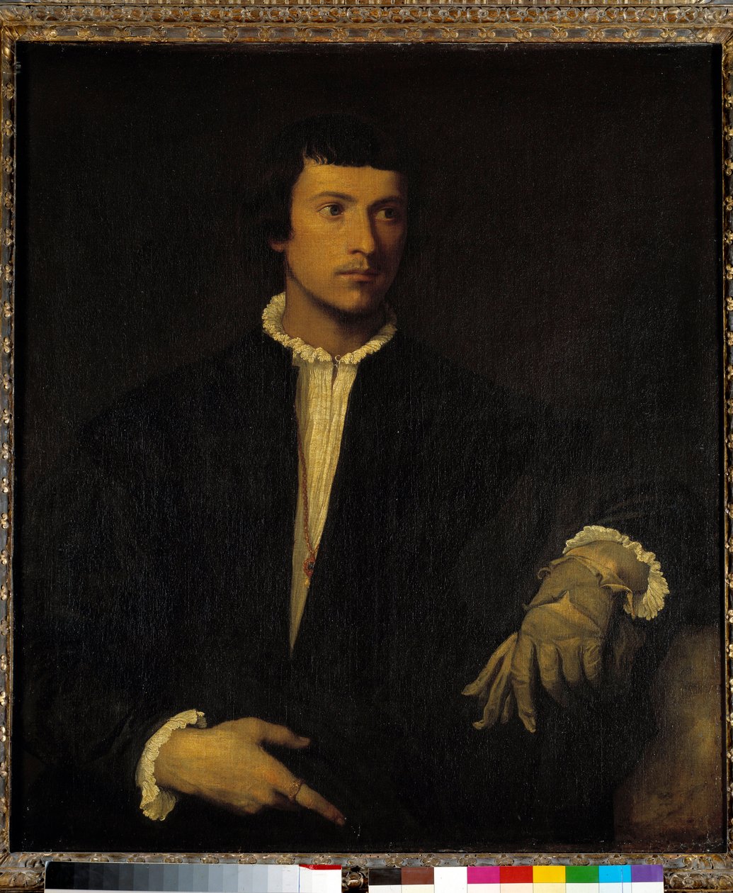 Człowiek w rękawiczce, ok. 1520 (olej na płótnie) autorstwa Titian (c.1488 1576)