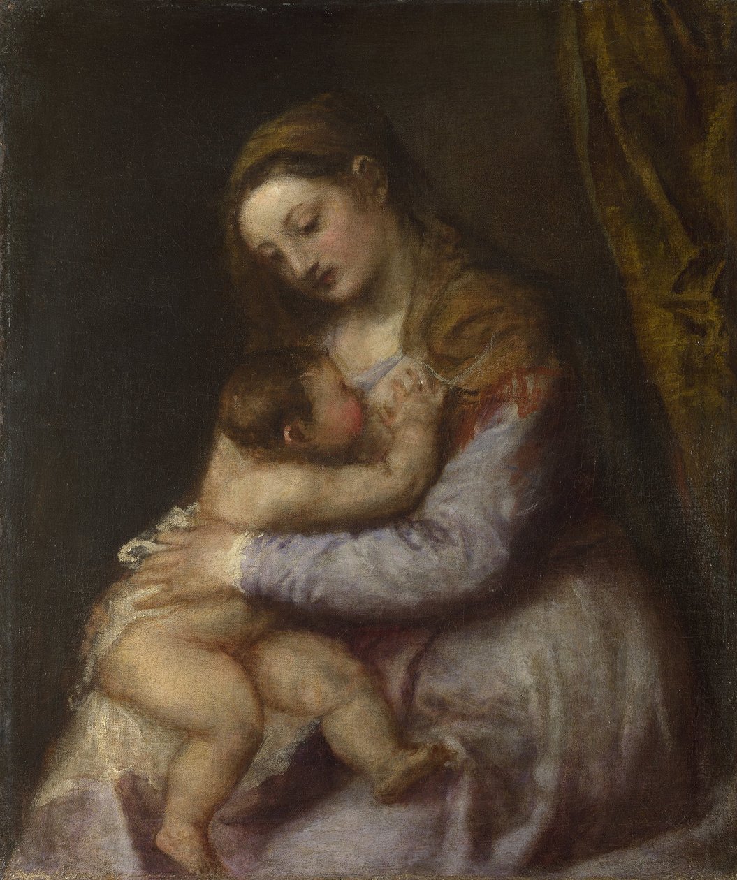 Dziewica z Dzieciątkiem, ok. 1570-76 (olej na płótnie) autorstwa Tiziano Vecelli
