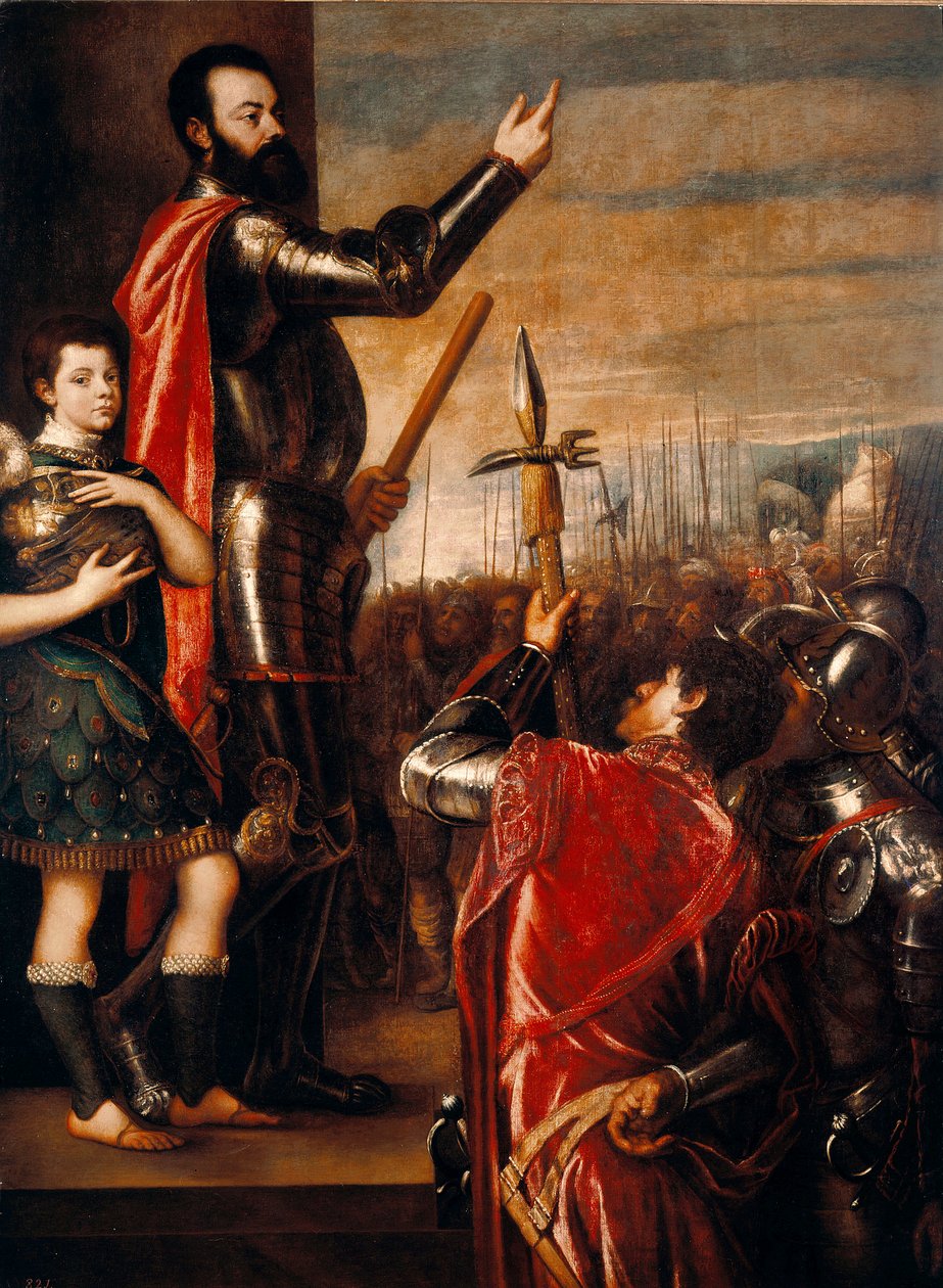 Przemówienie Alfonso de Avalos (1502-1546), condottiero (condottiere) Włoski obraz Tiziano Vecellio powiedział, że Tycjan (ok.1490-1576) 1540-1541 Wymiary 223x165 cm Madryt, Muzeum Prado autorstwa Tiziano Vecelli