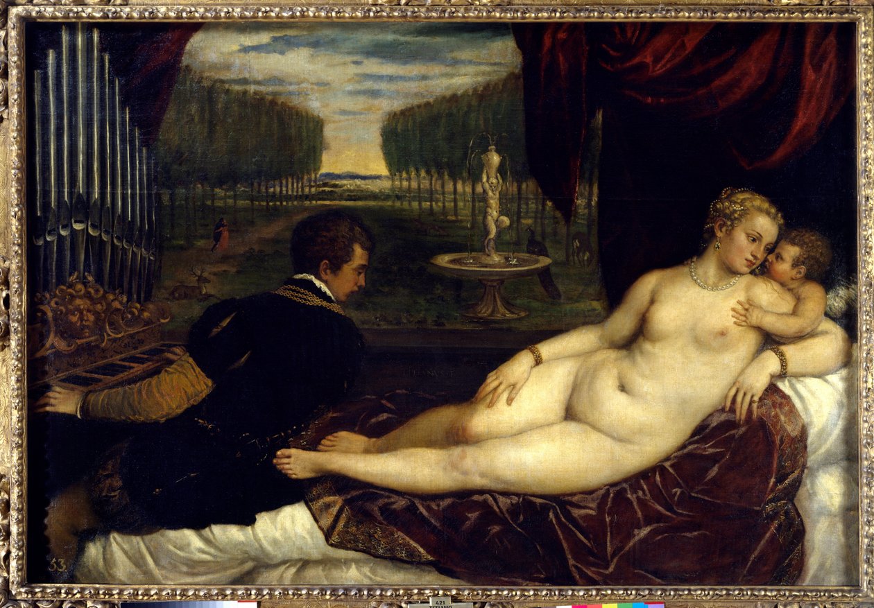 Wenus, miłość i muzyka Obraz Tiziano Vecellio zwany Tycjanem (1485-1576) autorstwa Titian (c.1488 1576)
