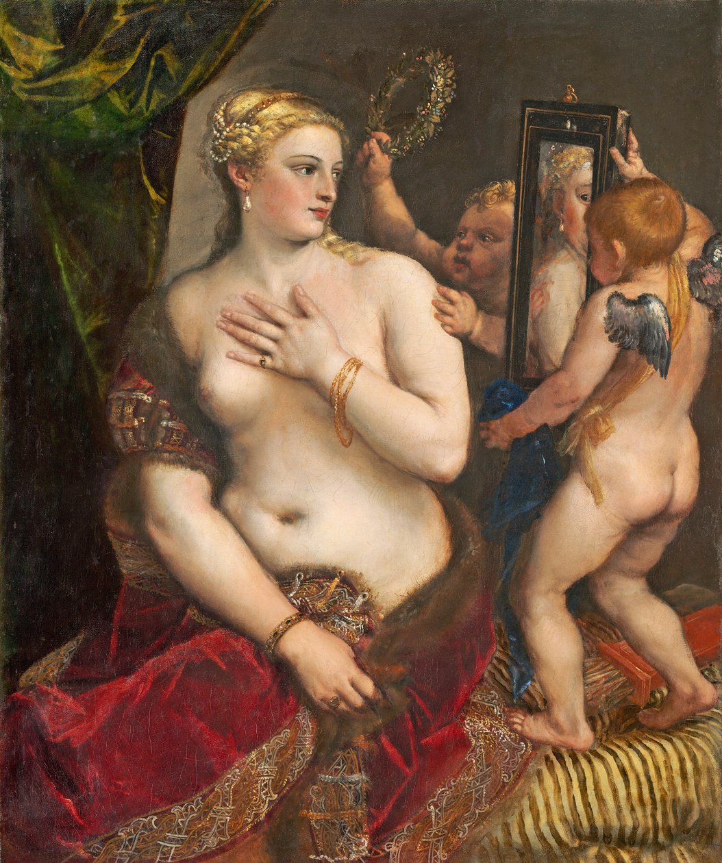Wenus z lustrem, ok. 1555 (olej na płótnie) autorstwa Tiziano Vecelli