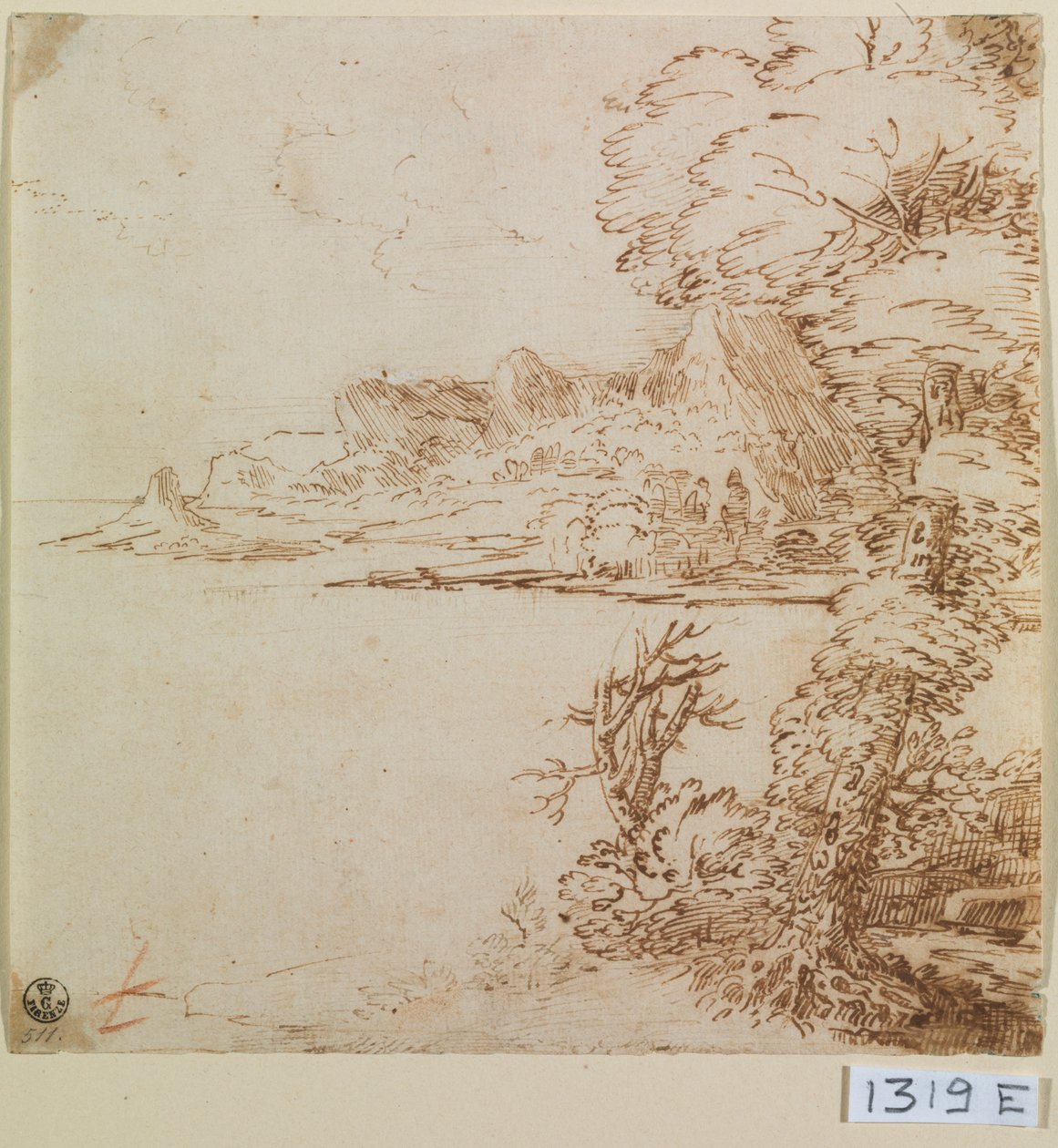 Widok górzystego wybrzeża (tusz na papierze) autorstwa Titian (c.1488 1576)