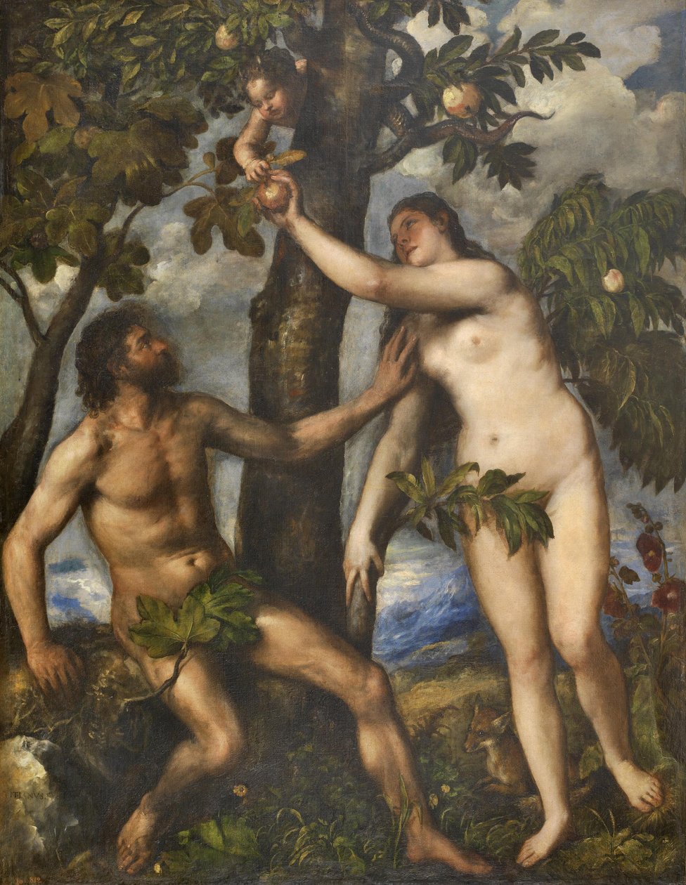 Adam i Ewa, ok. 1550 autorstwa Tiziano Vecelli
