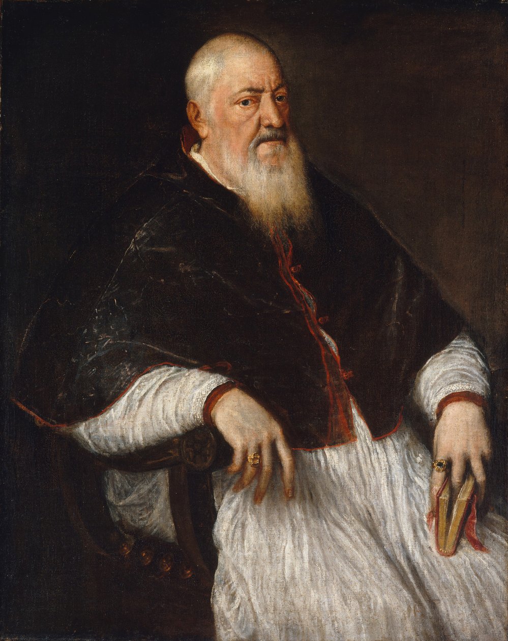 Filippo Archinto ur. ok. 1500, zm. 1558, arcybiskup Mediolanu, połowa lat pięćdziesiątych XVI wieku. autorstwa Tiziano Vecelli