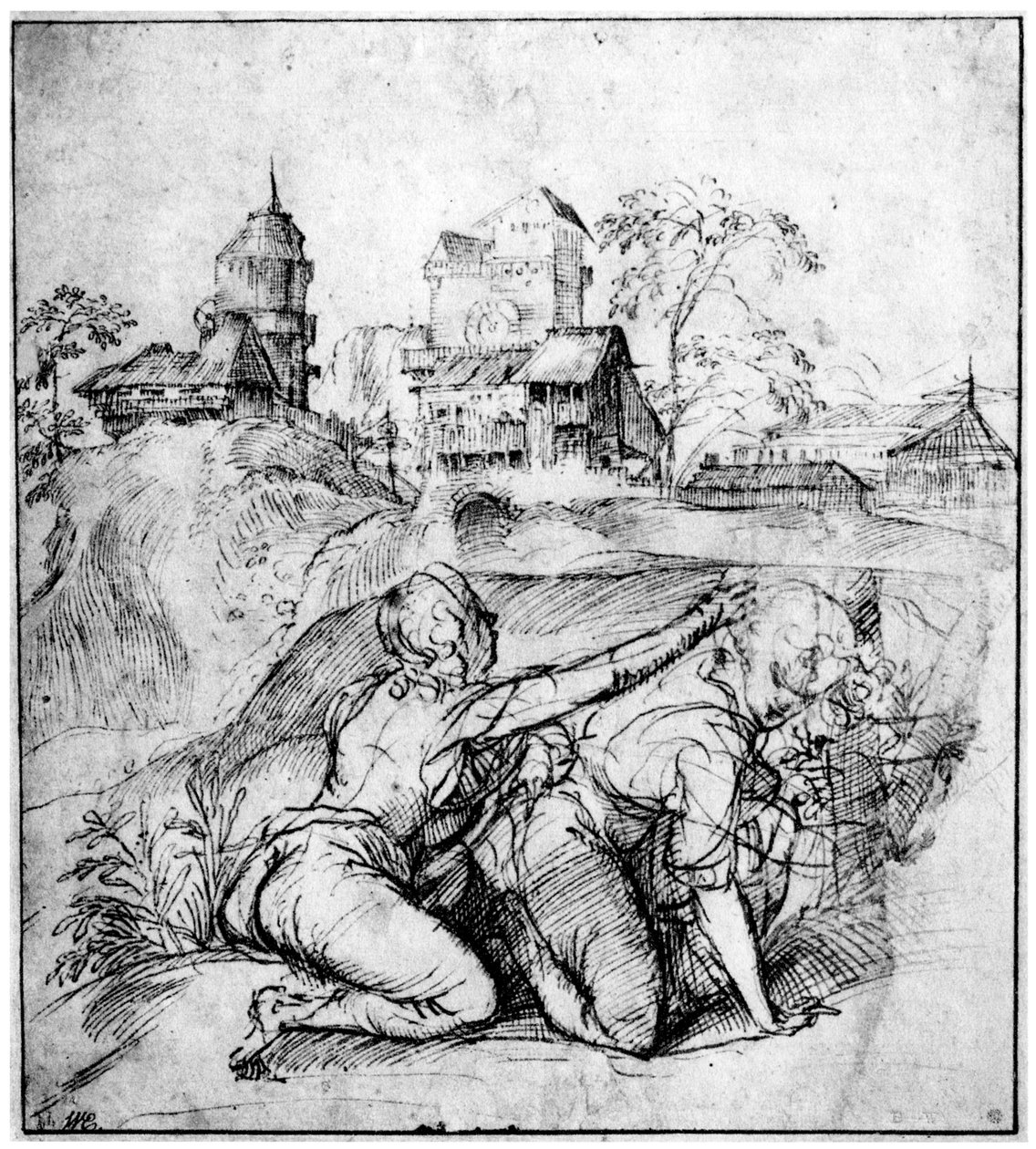 Pejzaż z dwojgiem młodzieńców, c1510, 1937 autorstwa Tiziano Vecelli
