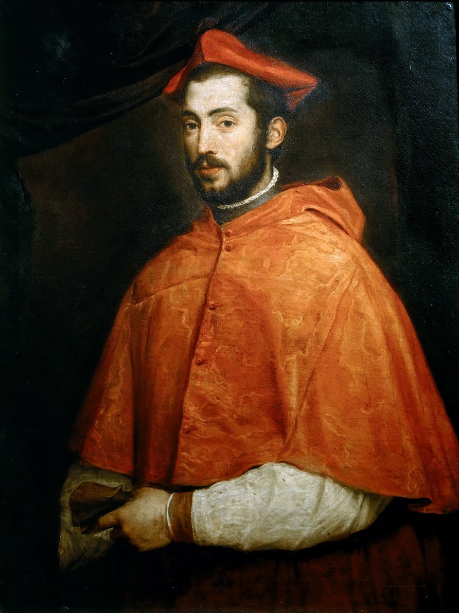 Portret kardynała Alessandro Farnese, 1545-1546. autorstwa Titian