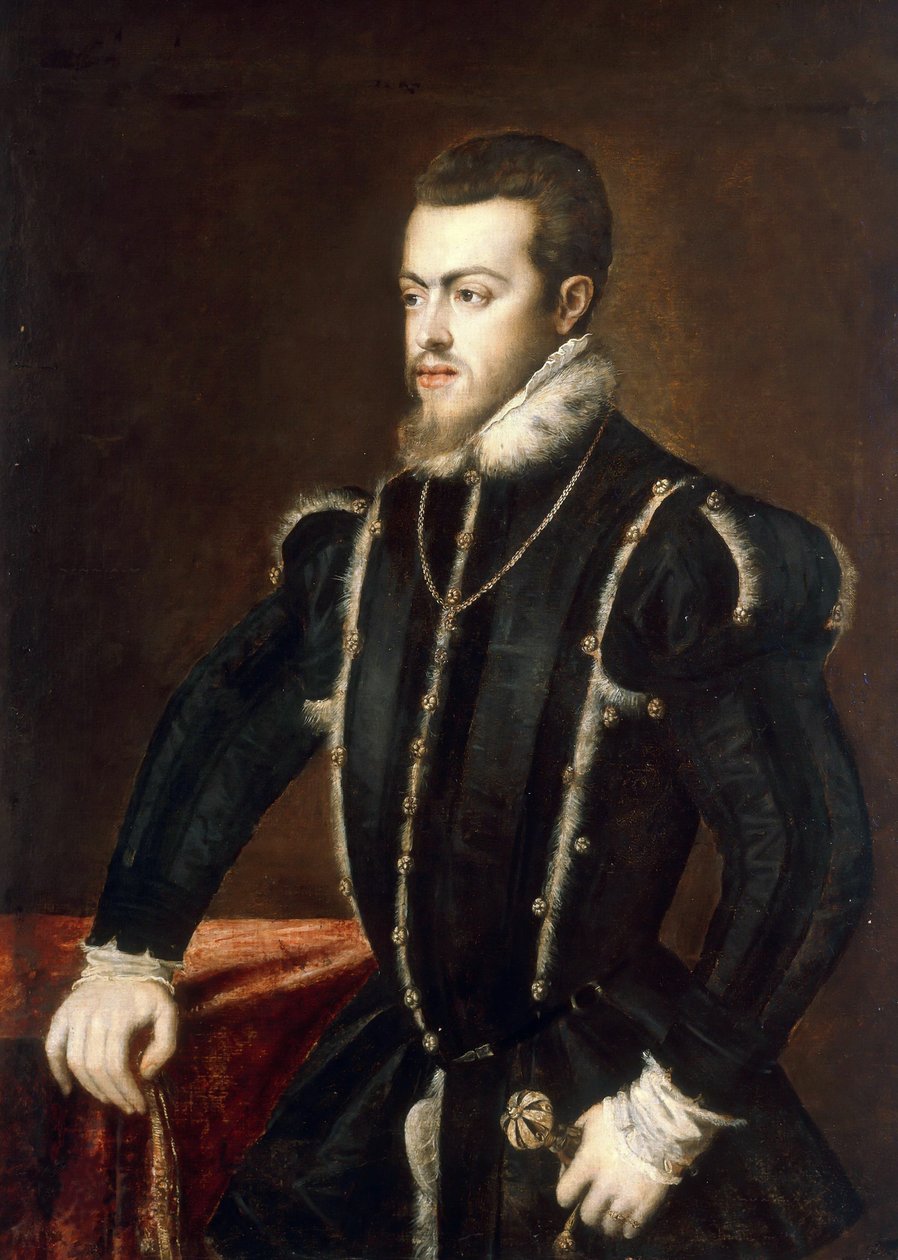 Portret Filipa II 1527-1598, króla Hiszpanii i Portugalii, ok. 1553. autorstwa Titian