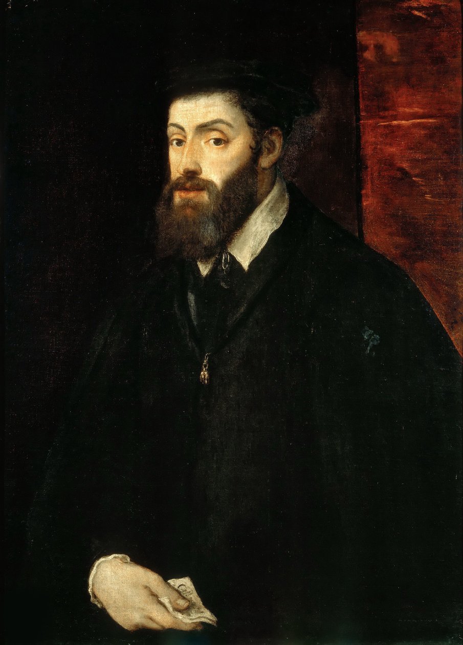 Portret cesarza Karola V 1500-1558, 1549. autorstwa Titian