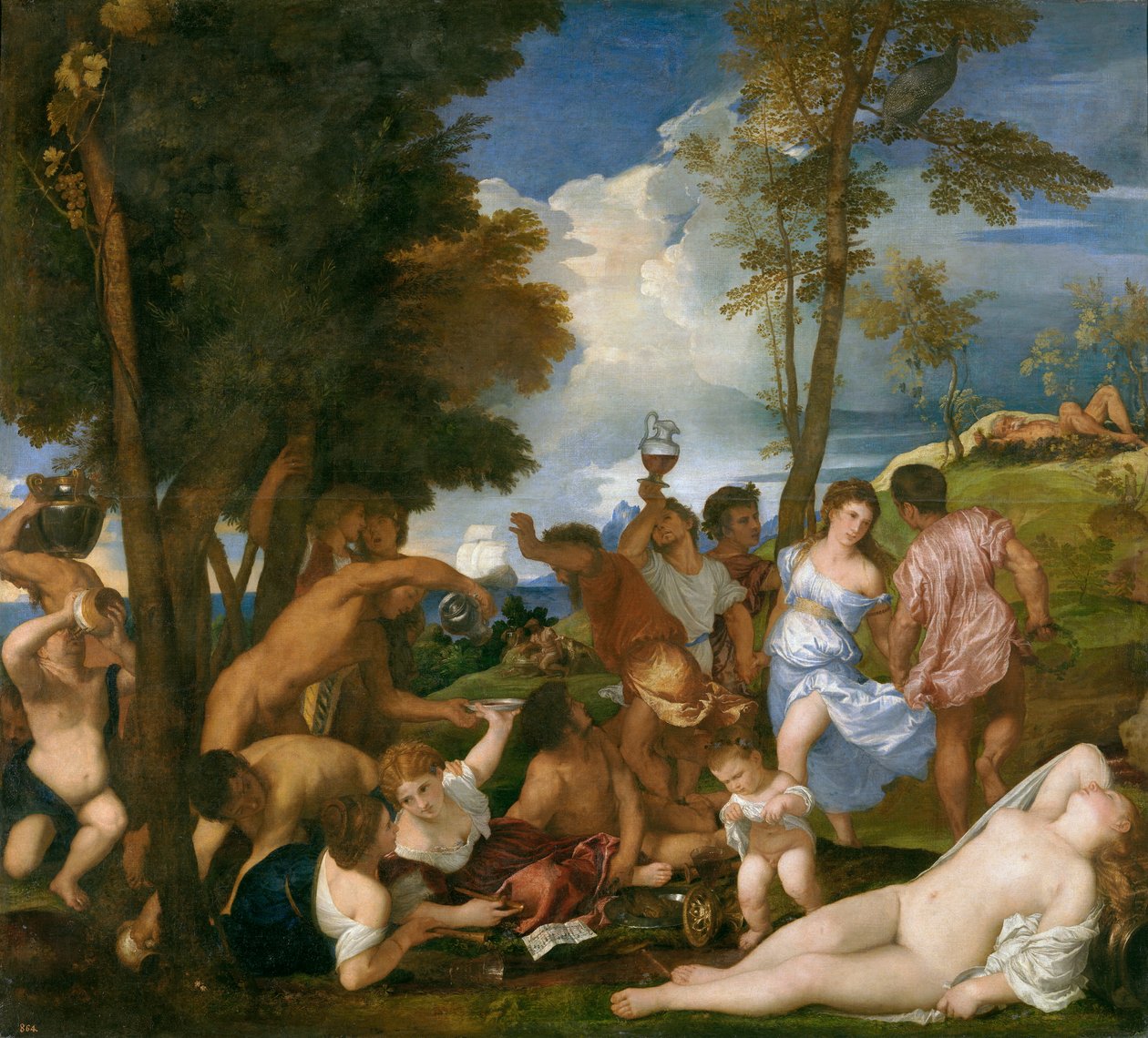 Hiszpański:  La bacanal de los andrios Bachanalia Andryjczyków autorstwa Titian