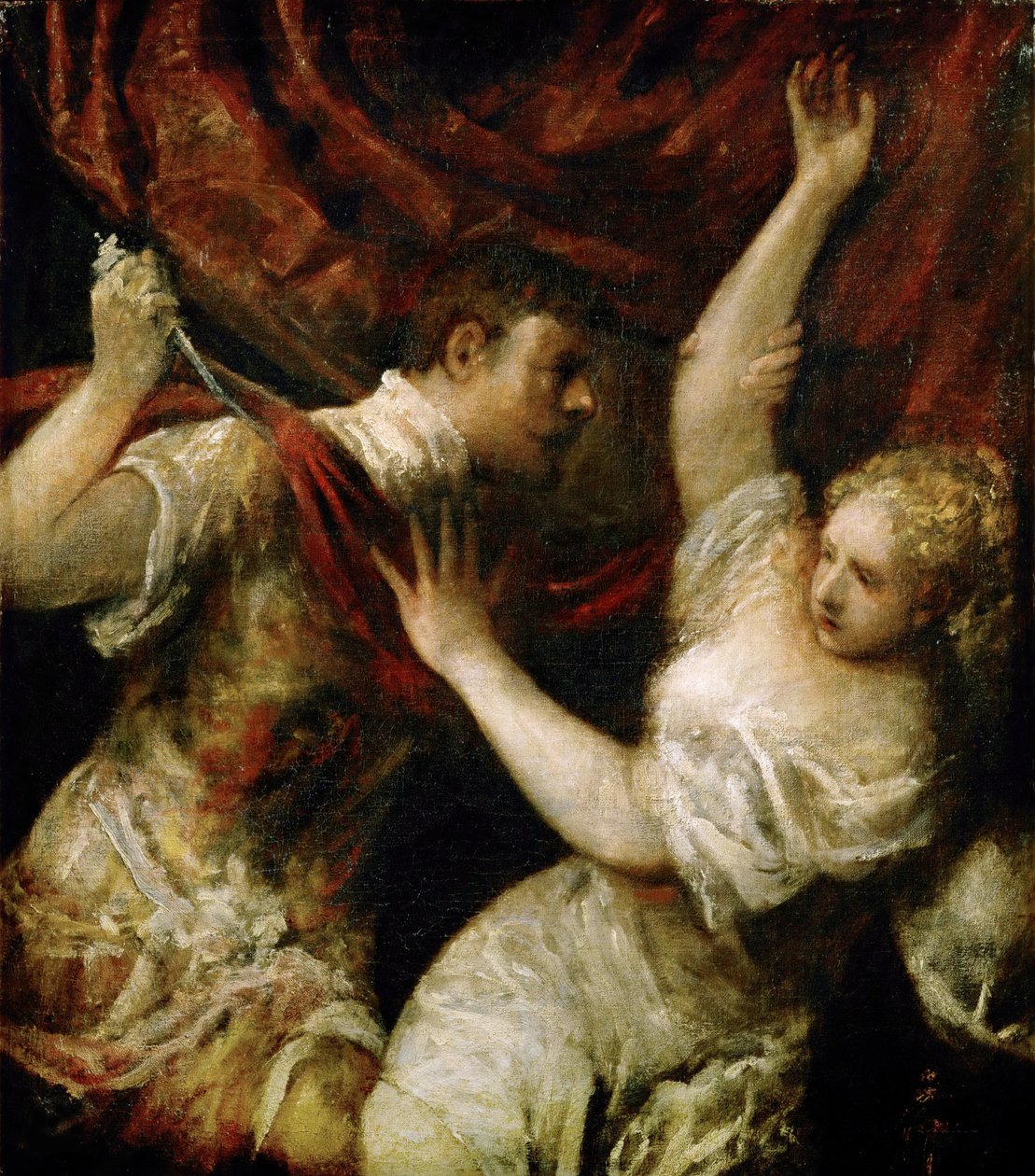 Tarkwiniusz i Lukrecja, ca. 1575 autorstwa Titian