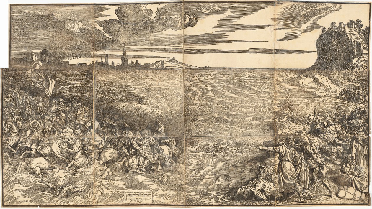 Zatopienie armii faraona w Morzu Czerwonym autorstwa Titian