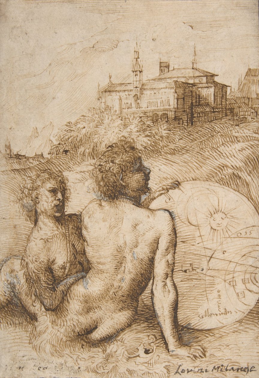 Dwóch satyrów w krajobrazie, ca. 1505-10. autorstwa Titian