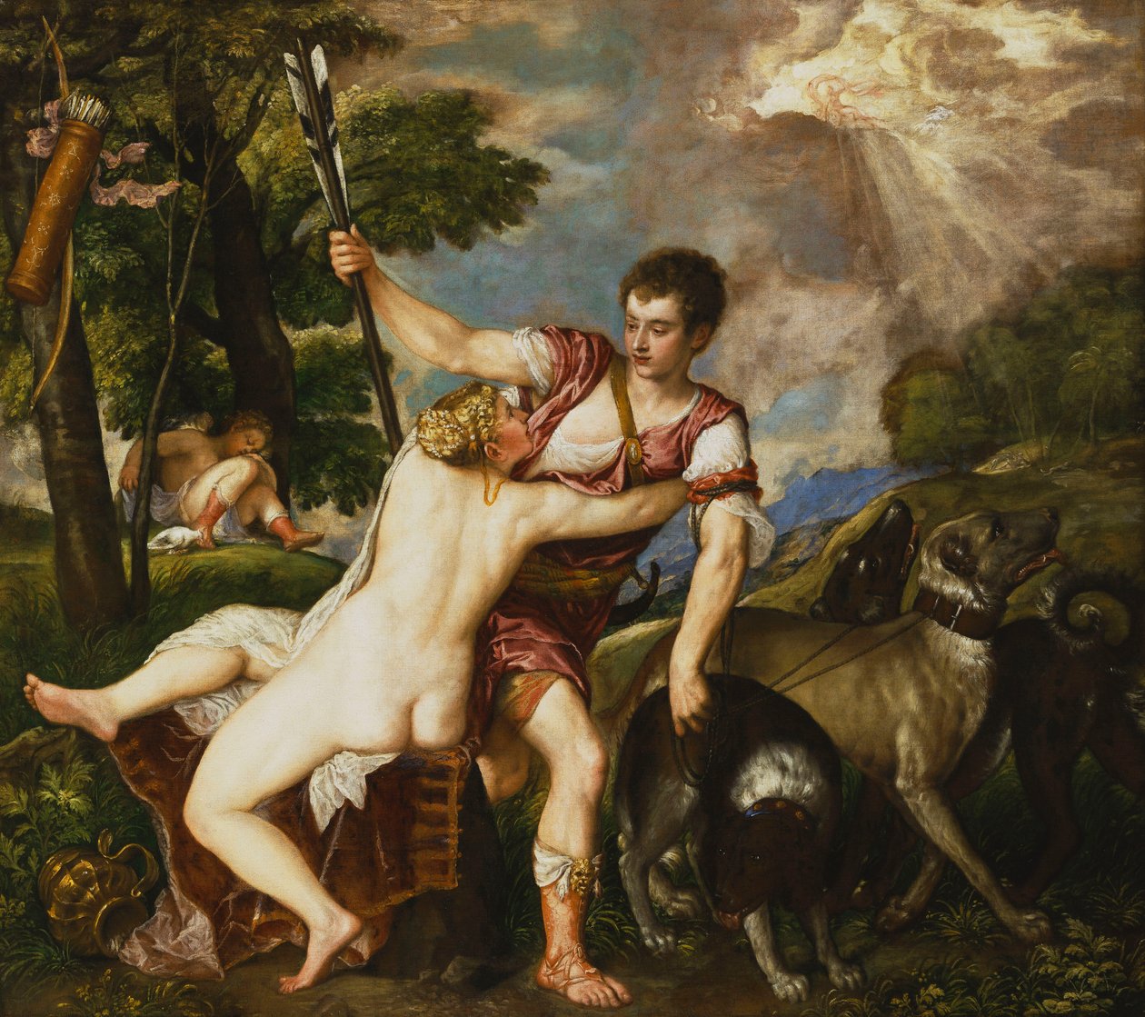 Wenus i Adonis, 1554 autorstwa Tiziano Vecelli