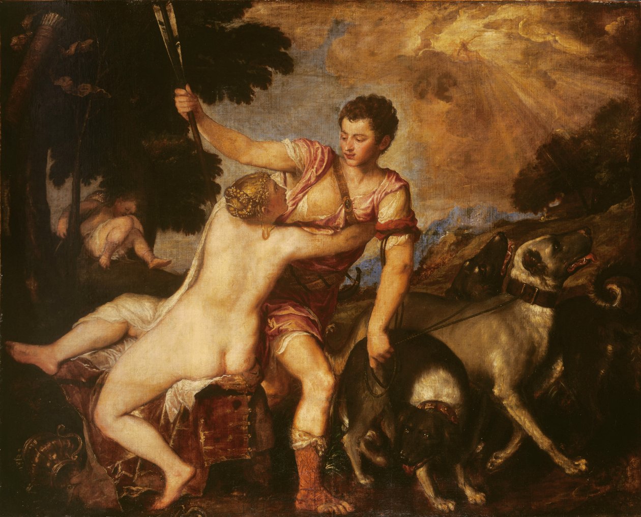 Wenus i Adonis, 1555 autorstwa Tiziano Vecelli