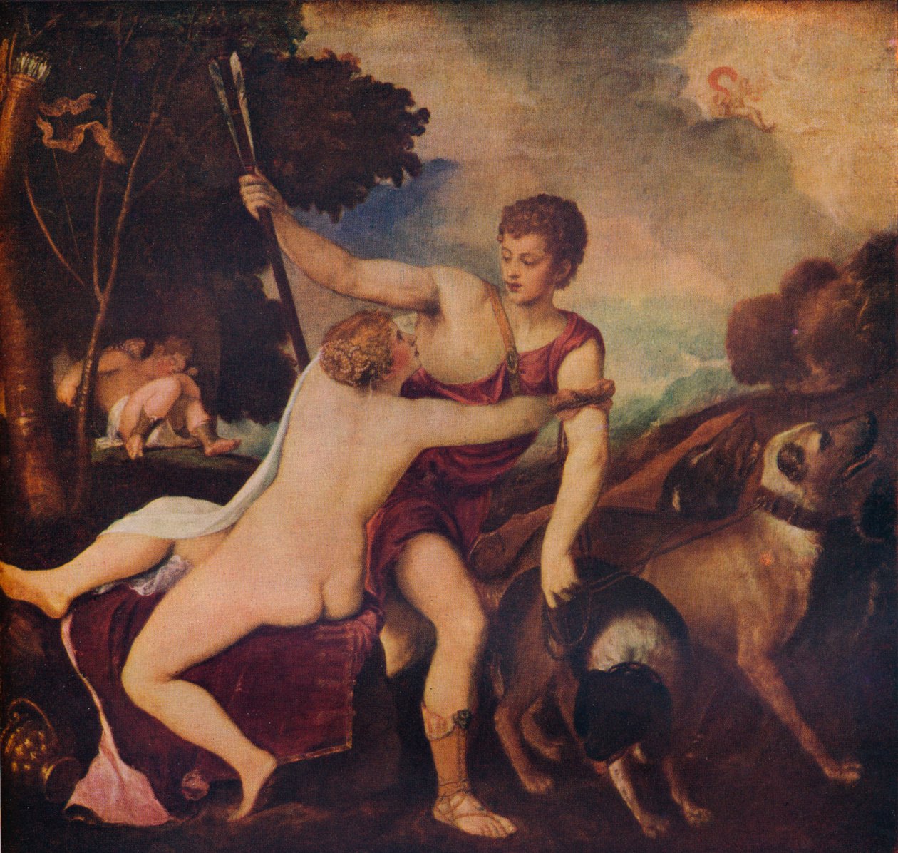 Wenus i Adonis, c1545, 1937 autorstwa Tiziano Vecelli