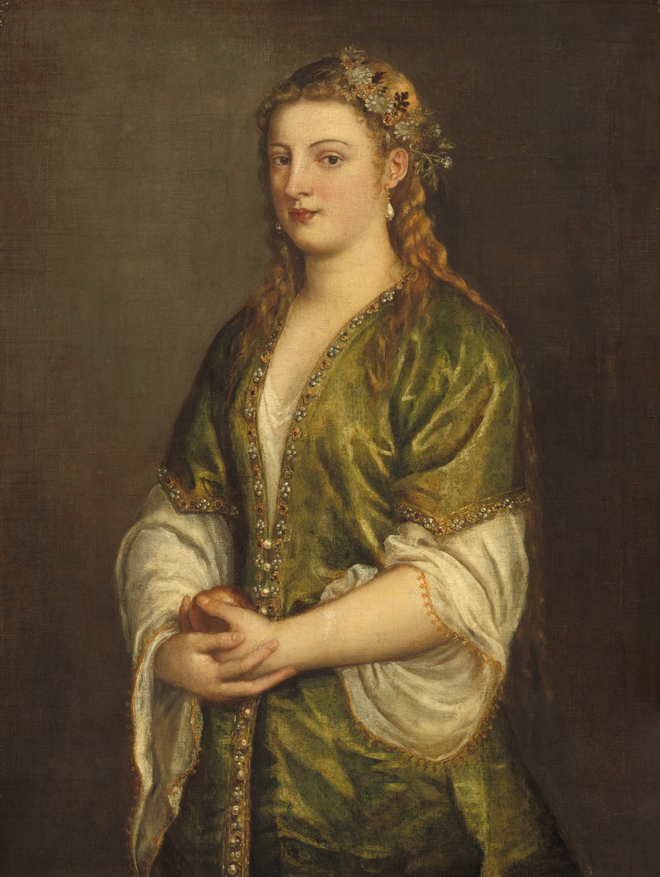 Kobieta trzymająca jabłko autorstwa Titian