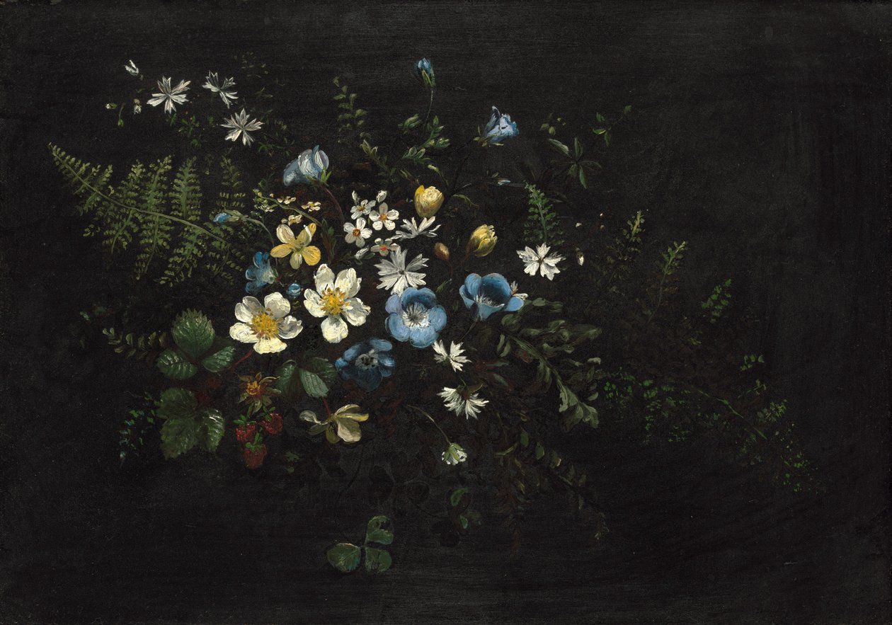 Spray kwiatów i paproci, data nieznana. autorstwa Titian Ramsay Peale