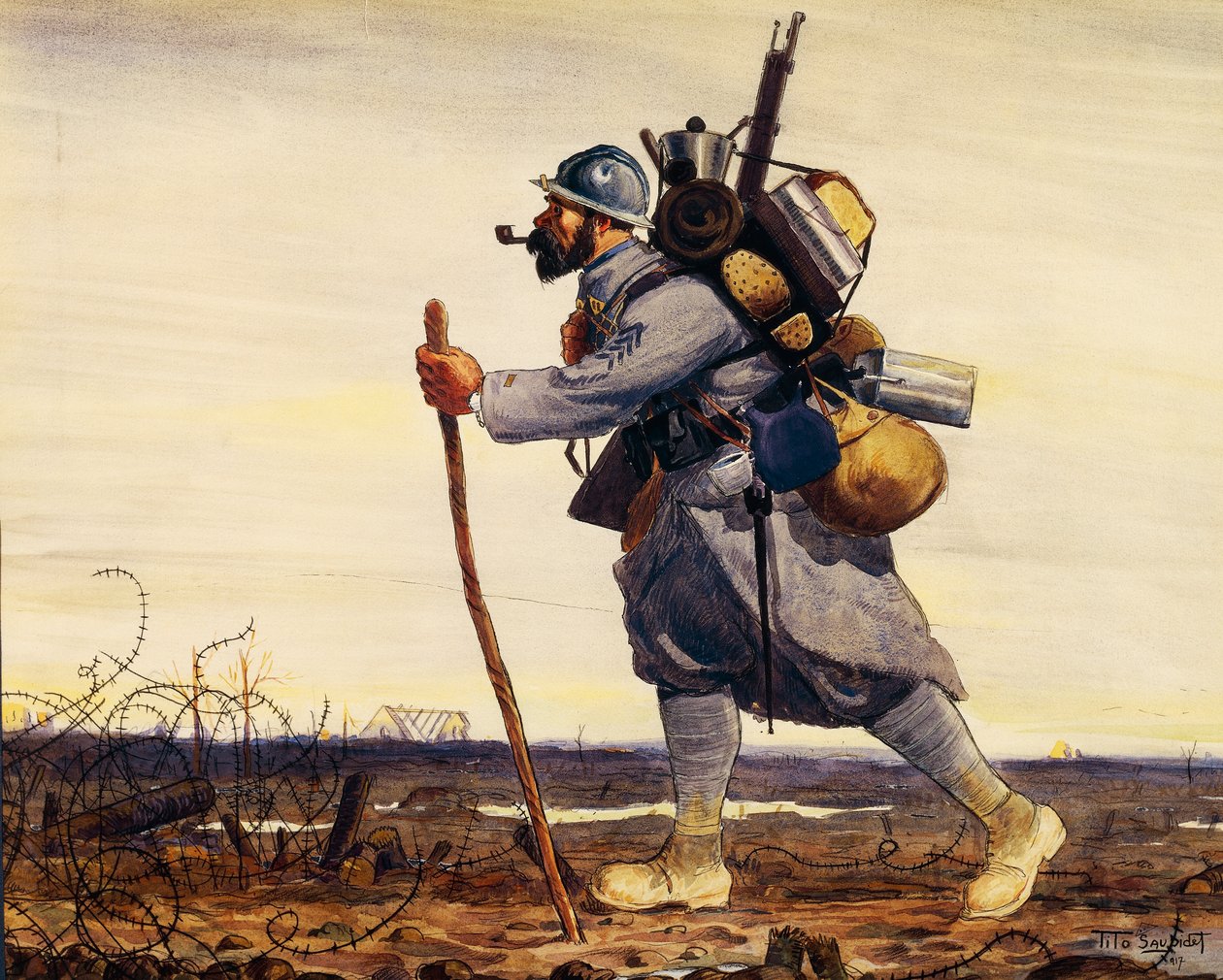 Francuski poilu (żołnierz) z czasów Wielkiej Wojny autorstwa Tito Saubidet