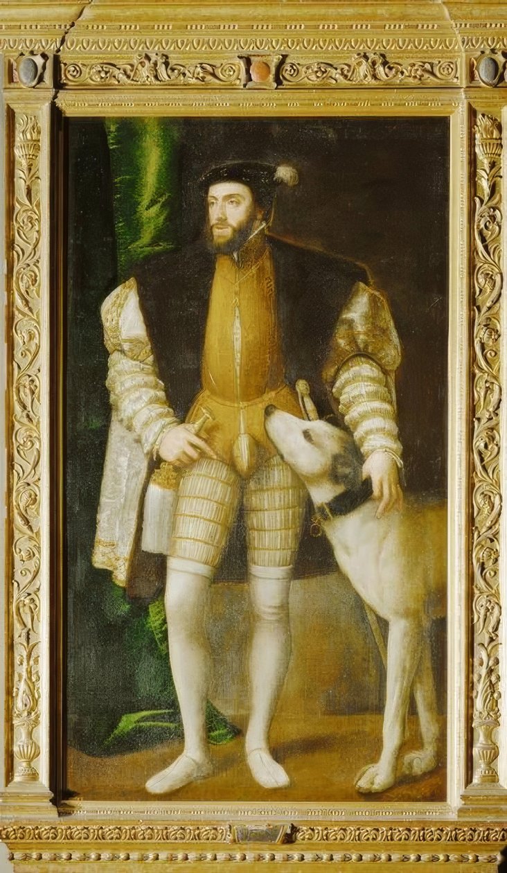 Karol V z Ulmer Mastiff autorstwa Tiziano Vecelli