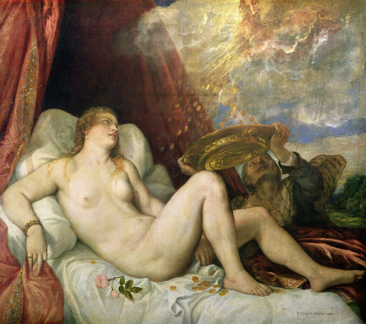 Danae, ok.1554 autorstwa Tiziano Vecelli