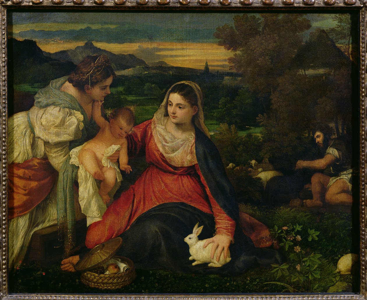 Madonna z Dzieciątkiem ze św. Katarzyną (Dziewica Królicza) ok. 1530 autorstwa Tiziano Vecelli