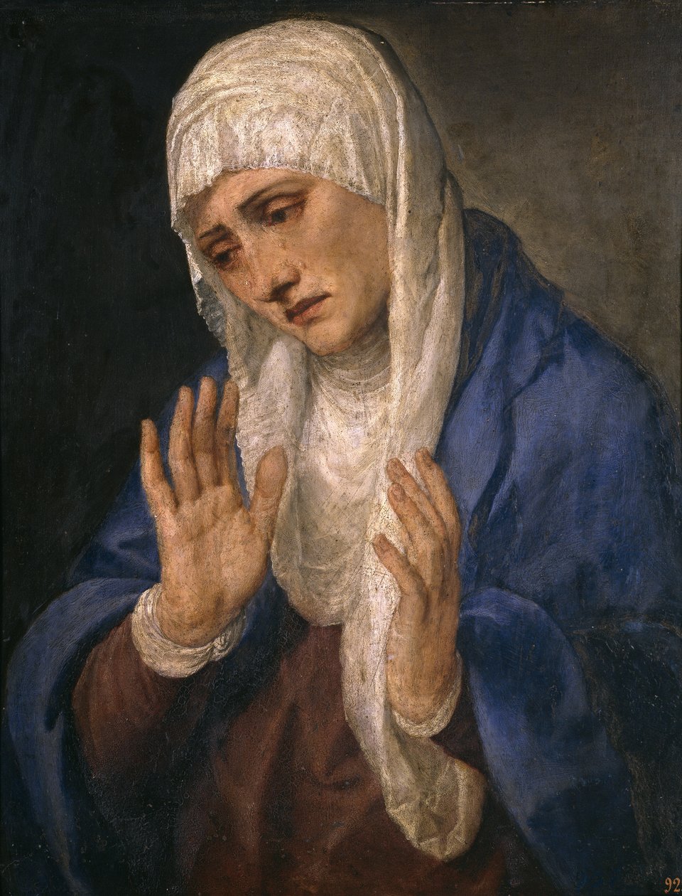 Mater Dolorosa z otwartymi rękami autorstwa Tiziano Vecelli