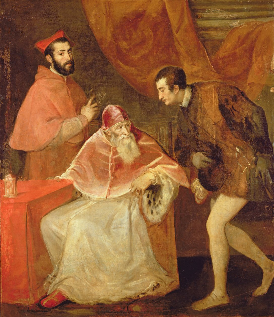 Papież Paweł III (1468-1549) i jego bratankowie, 1545 autorstwa Tiziano Vecelli