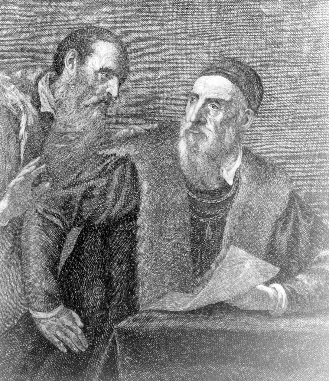 Portret Tycjana namalowany przez siebie ze swoim przyjacielem Don Francesco del Mosaico autorstwa Tiziano Vecelli