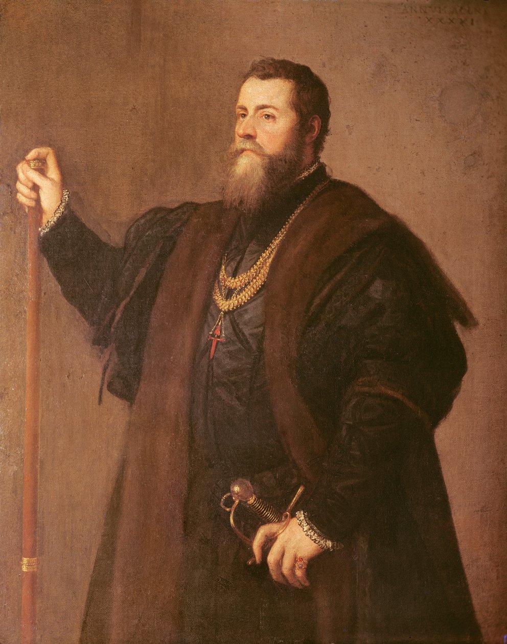 Portret Kawalera Orderu Santiago, 1542 autorstwa Tiziano Vecelli