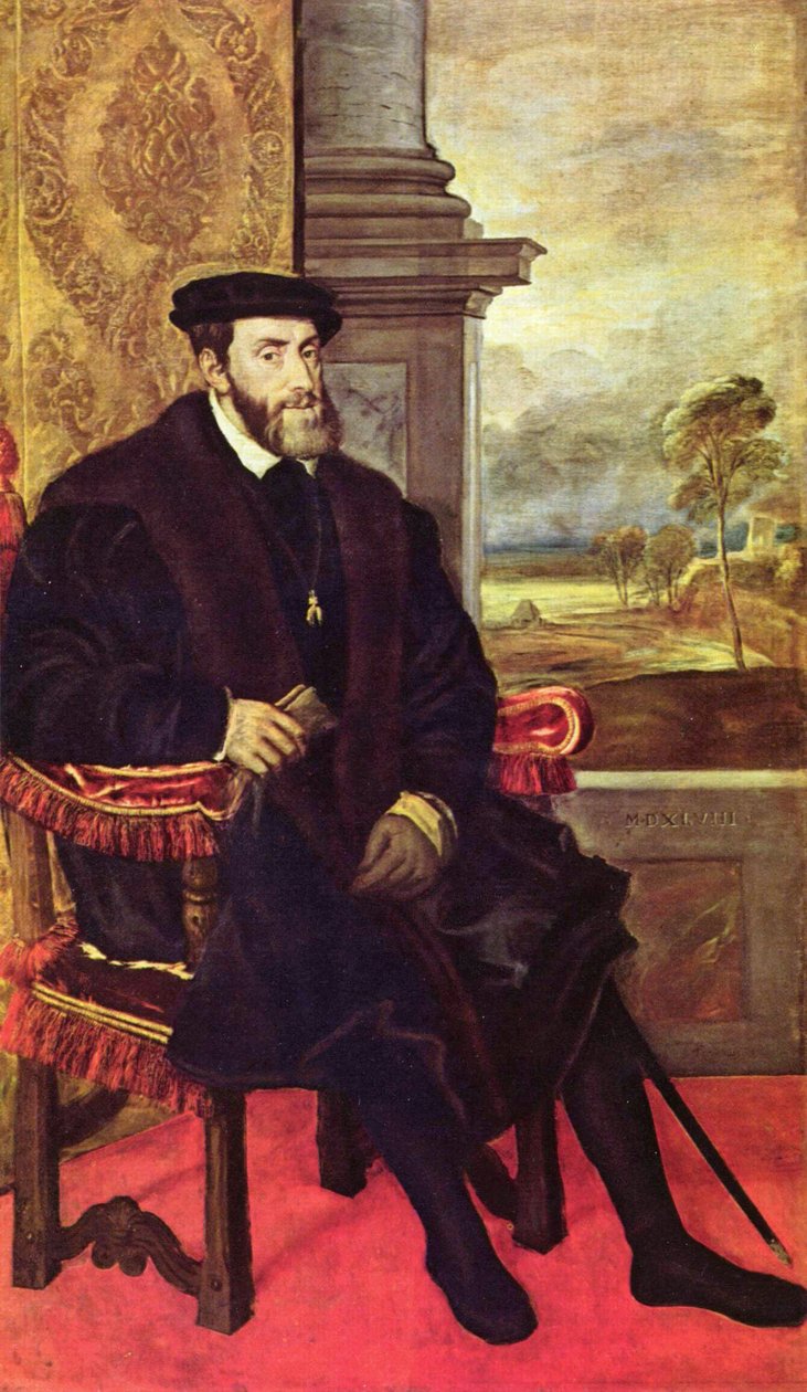 Portret Karola V w fotelu autorstwa Tiziano Vecelli