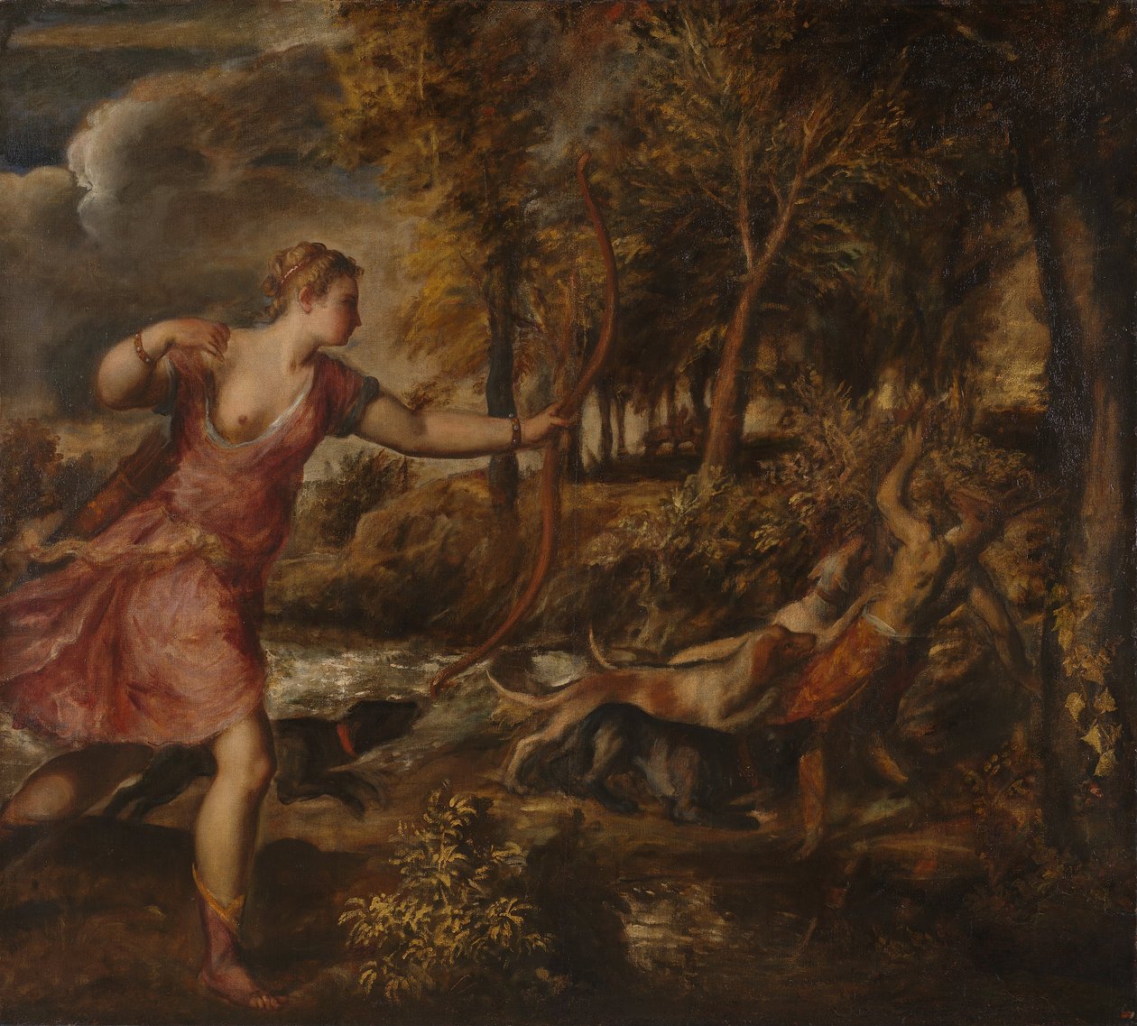 Śmierć Akteona, c.1565 autorstwa Tiziano Vecelli