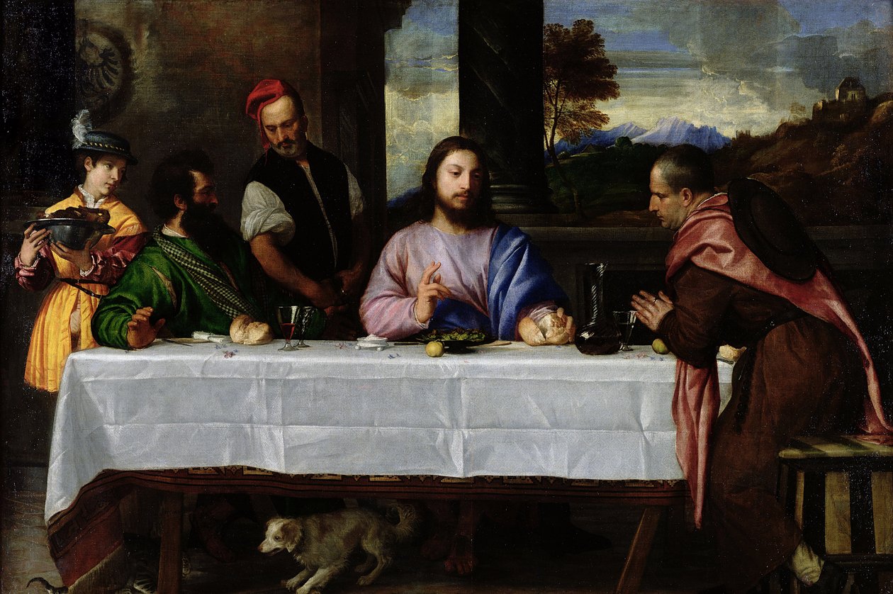 Wieczerza w Emaus, c.1535 autorstwa Tiziano Vecelli