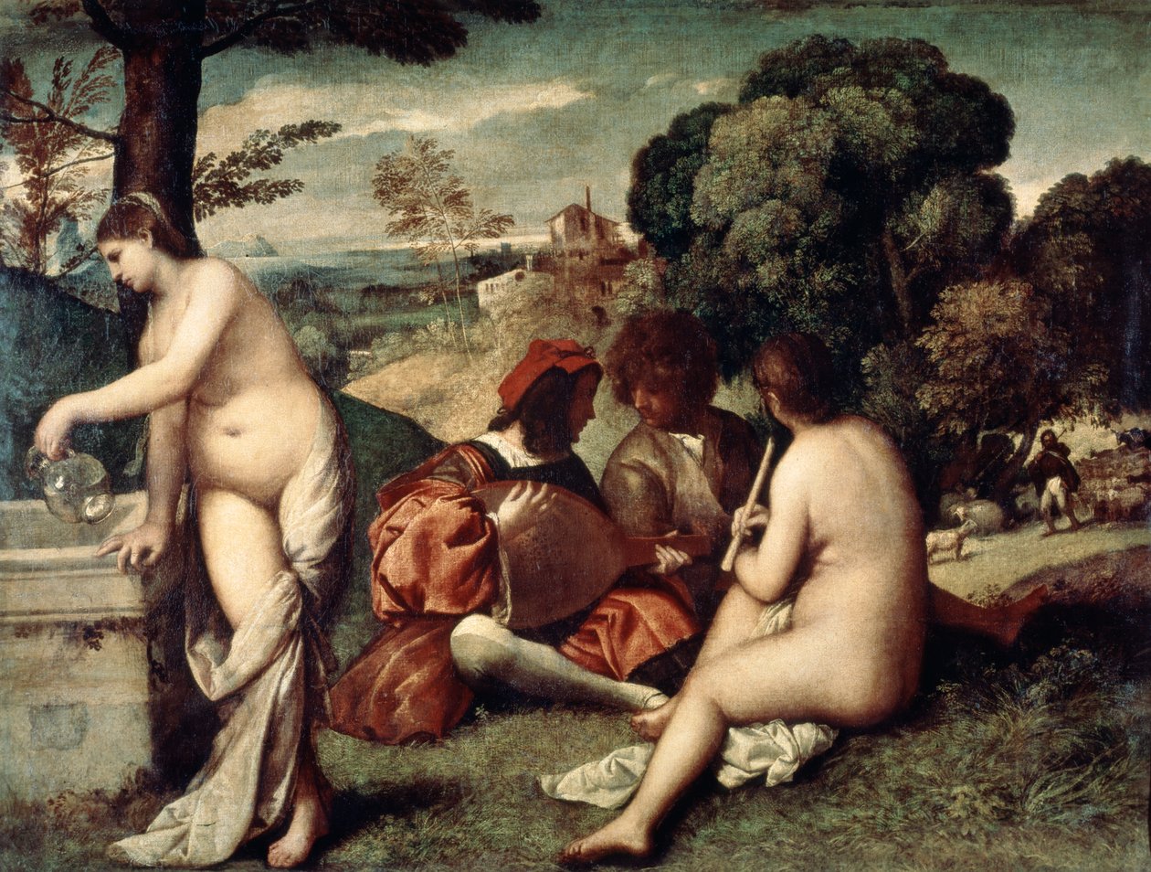 Sala koncertowa, Koncert Duszpasterski, c1510-1511 autorstwa Tiziano Vecelli