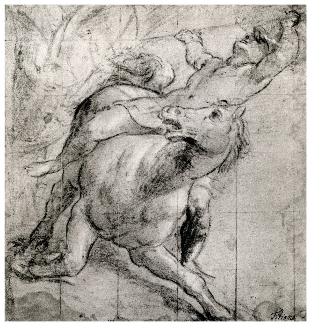 Upadek jeźdźca, c1565, 1937 autorstwa Tiziano Vecelli