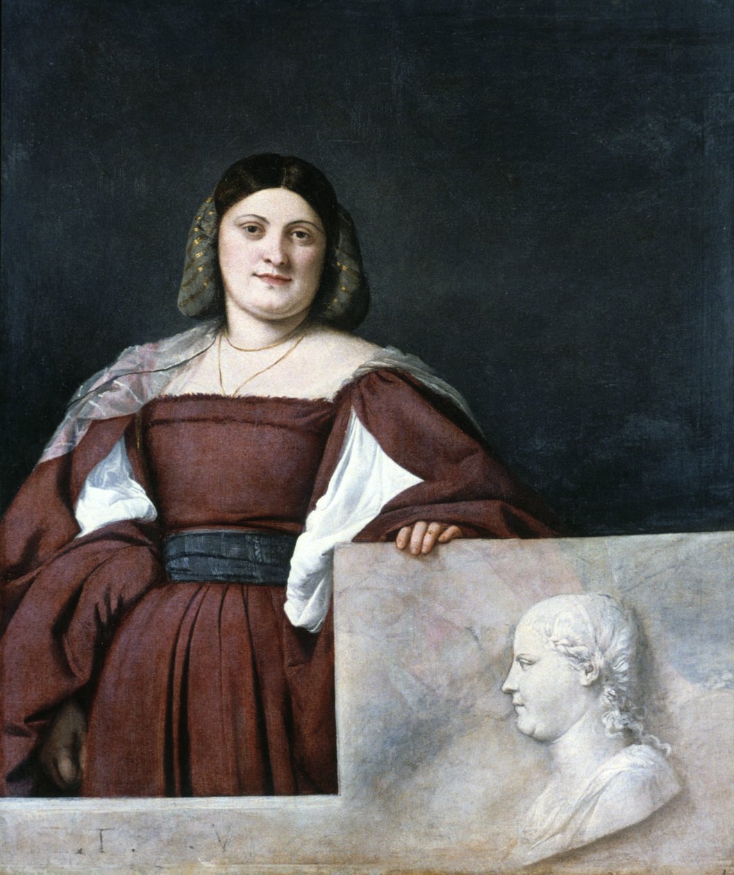 Portret damy, La Schiavona Kobieta z Dalmacji, c1510-1512 autorstwa Tiziano Vecelli