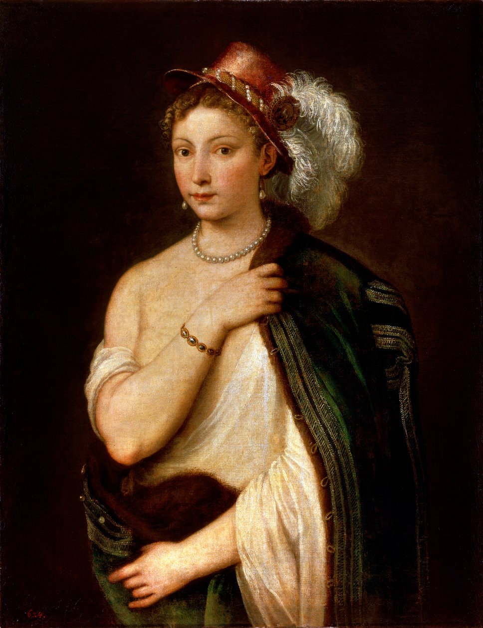 Portret młodej kobiety, c1536. autorstwa Tiziano Vecelli