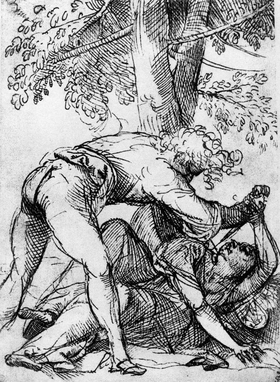 Szkic do zazdrosnego męża w Scuola Del Santo, c1510, 1937 autorstwa Tiziano Vecelli