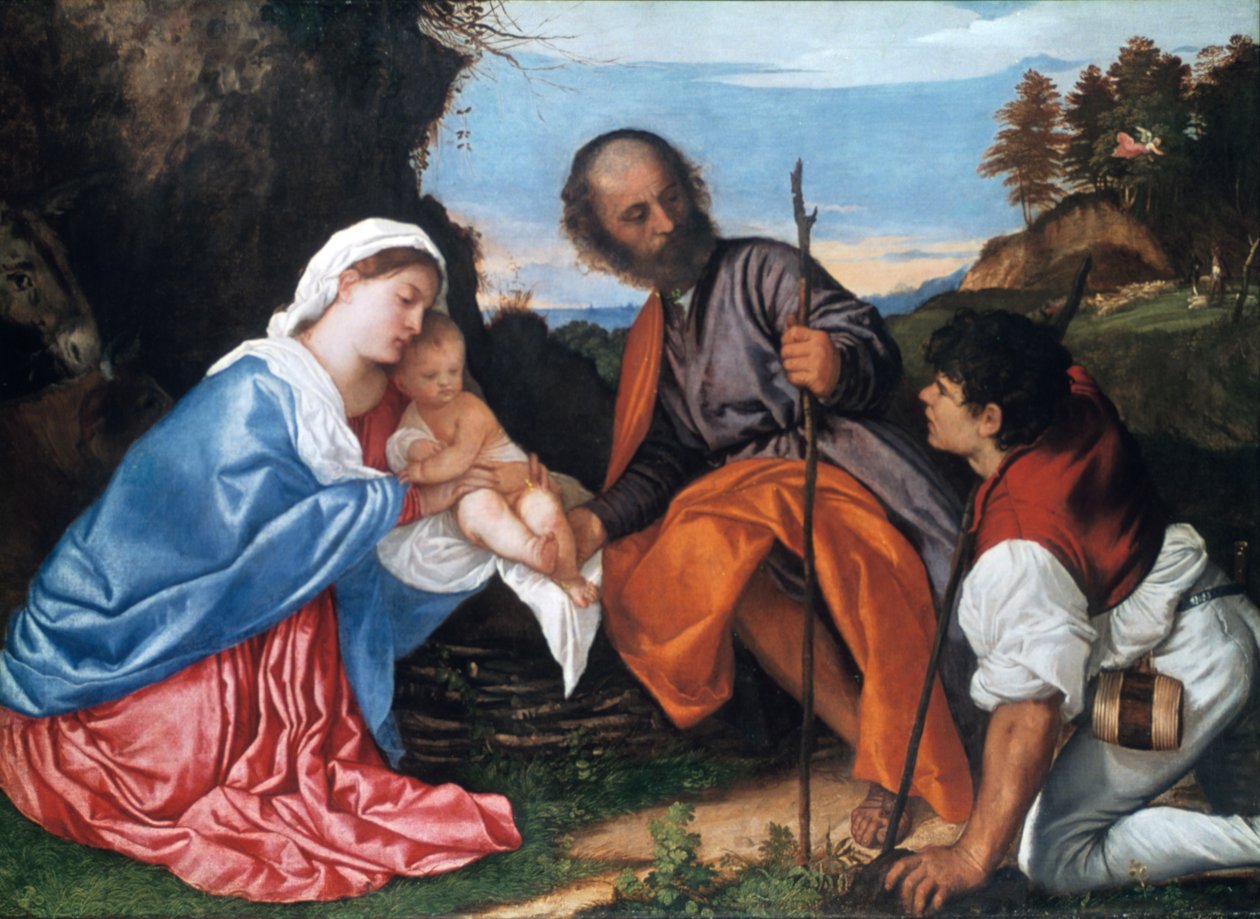 Święta Rodzina z Pasterzem, ok. 1510 autorstwa Tiziano Vecelli