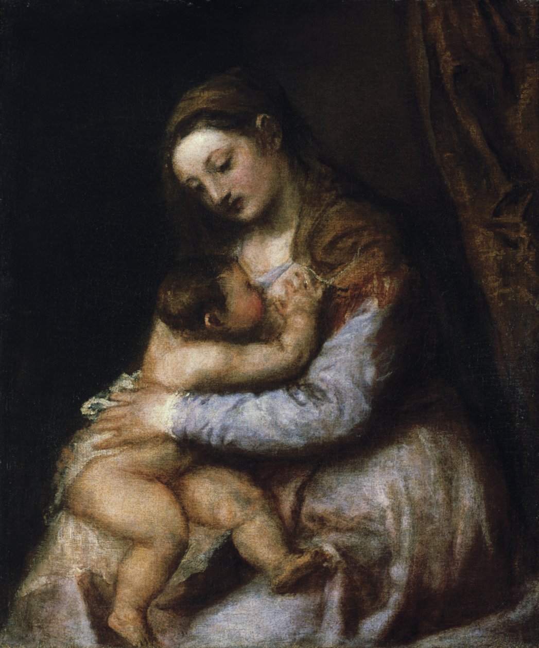 Dziewica z Dzieciątkiem, c1570-1576 autorstwa Tiziano Vecelli