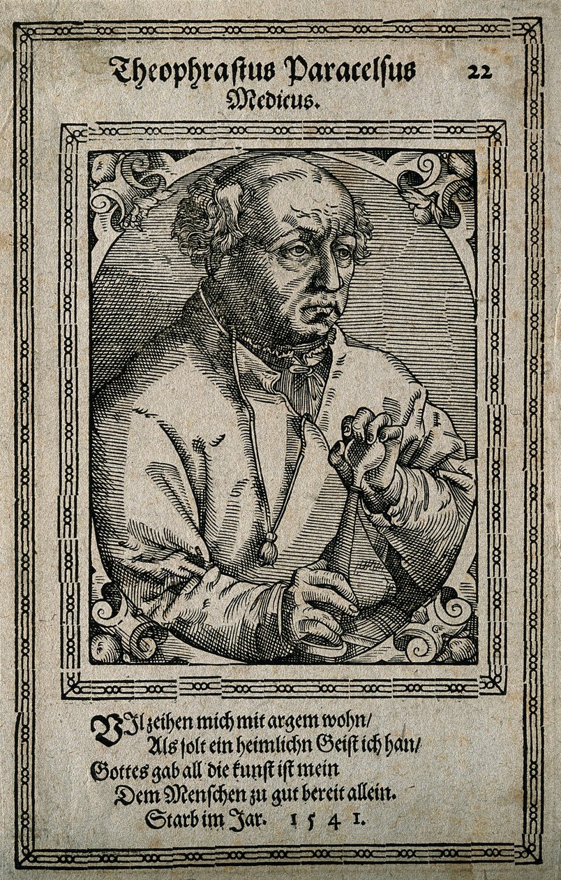 Filipus Theophrastus Aureolus Bombastus von Hohenheim Paracelsus, 1587. autorstwa Tobias Stimmer