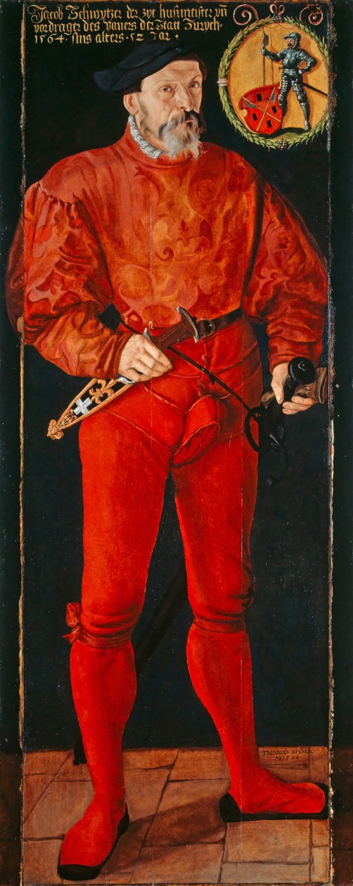 Portret chorążego zuryskiego Jakuba Schwytzera, 1564 r. autorstwa Tobias Stimmer