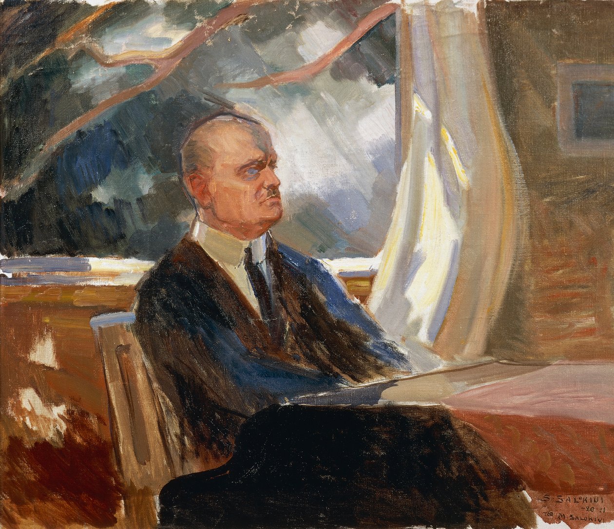 Portret fińskiego kompozytora i skrzypka Jeana Sibeliusa (Hameenlinna autorstwa Toivo Santeri Salokivi