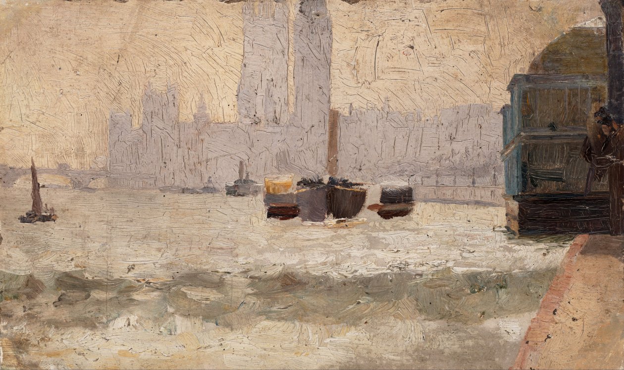 Mgła, nabrzeże Tamizy autorstwa Tom Roberts