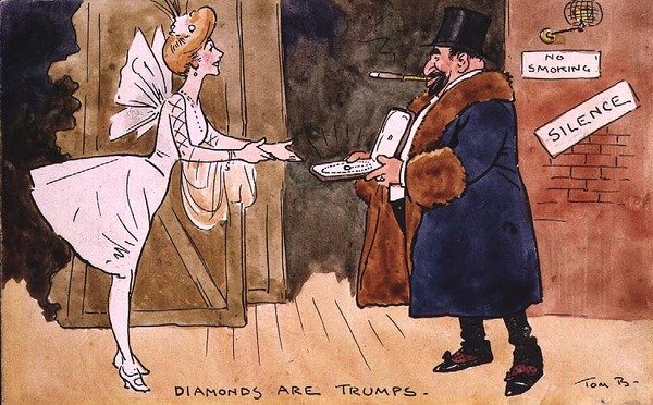 Diamenty to atuty (pióro i atrament oraz akwarela) autorstwa Tom Browne