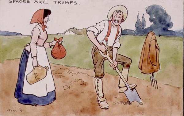 Piki to atuty (pióro i atrament oraz akwarela) autorstwa Tom Browne