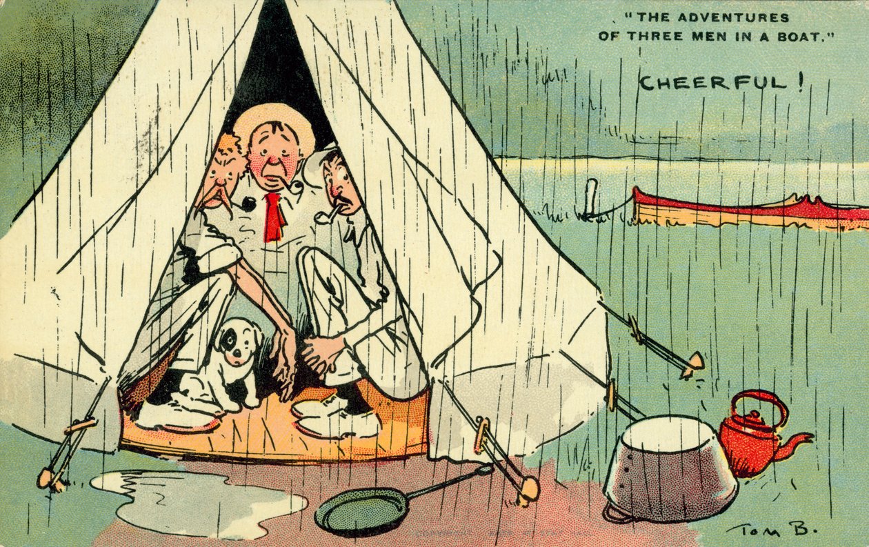 Trzech mężczyzn w łodzi (kolorowa litografia) autorstwa Tom Browne