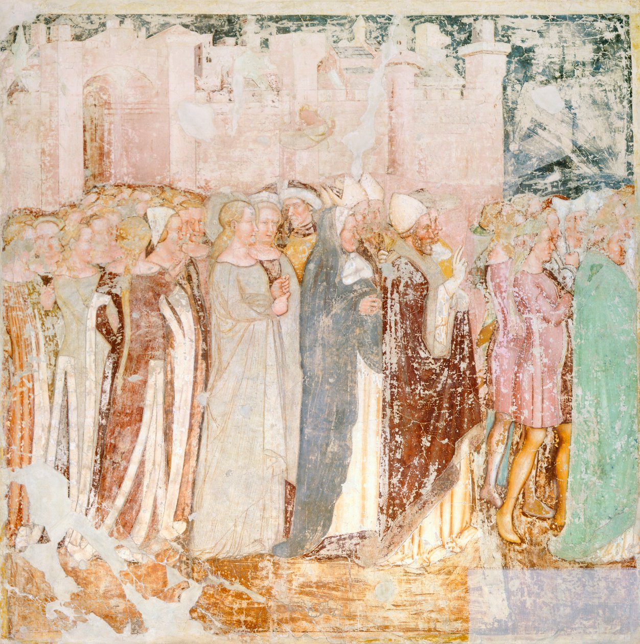 Wyjazd z Rzymu, fragment Legendy o św. Urszuli Tommaso da Modena (1326-1379), fresk, detal, kościół Santa Caterina, Treviso autorstwa Tomaso da (late 15th century) Modena