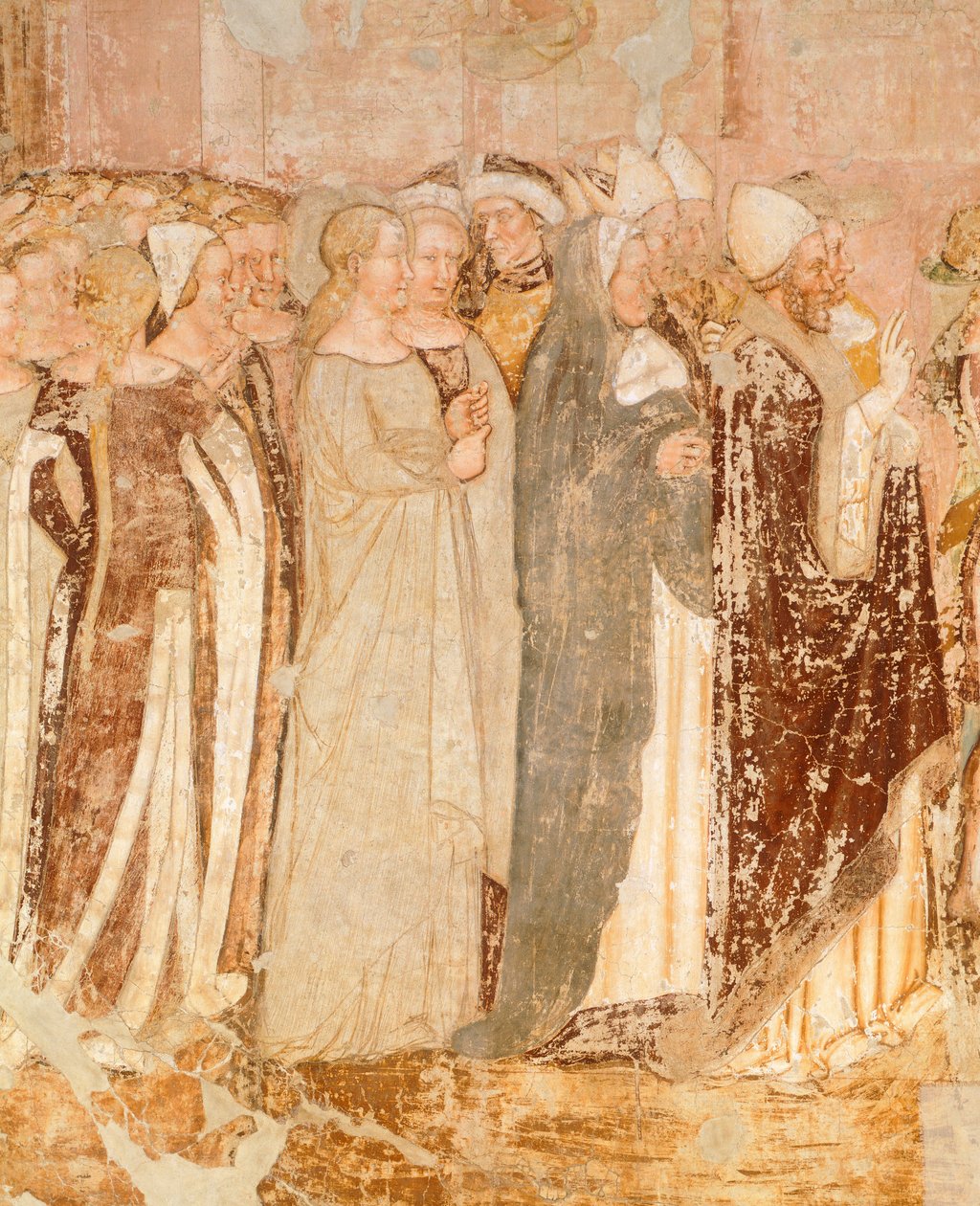 Wyjazd z Rzymu, fragment Opowieści św Urszuli, Tommaso da Modena (1326-1379), fresk, detal, kościół Santa Caterina, Treviso autorstwa Tomaso da (late 15th century) Modena