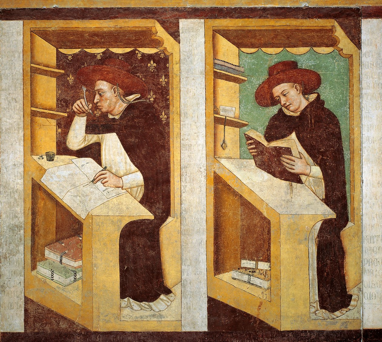 Mnisi dominikańscy, fragment z cyklu czterdziestu wybitnych członków zakonu dominikanów autorstwa Tomaso da (late 15th century) Modena