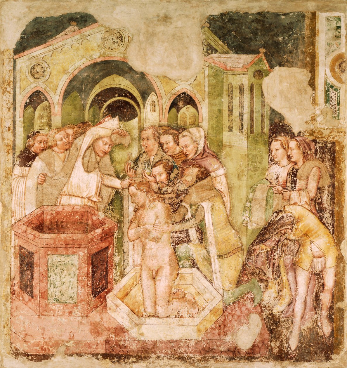 Legenda o św. Urszuli: Chrzest księcia Anglii, Tommaso da Modena (1326-1379), fresk, kościół Santa Caterina, Treviso autorstwa Tomaso da (late 15th century) Modena